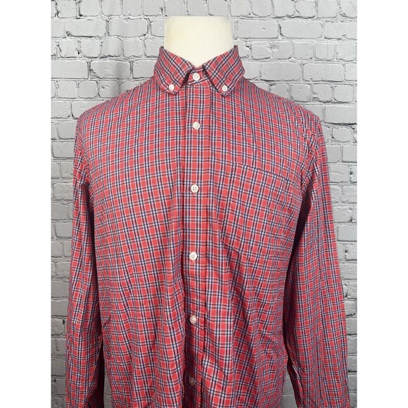 L.L.Bean Performance Shirt Men Large Slightly Fitted Nylon,Spandex Orange,Blue - Picture 2 of 7